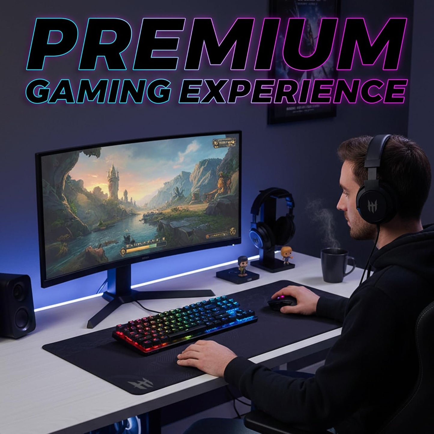 Phantom 87-Key RGB Mechanical Gaming Keyboard with Outemu Red Switches, 16.8 Million Color LED Lighting, 18 Pre-Set Modes, Low Latency, N-Key Rollover, Customizable Software Keys, and Wired USB Connection