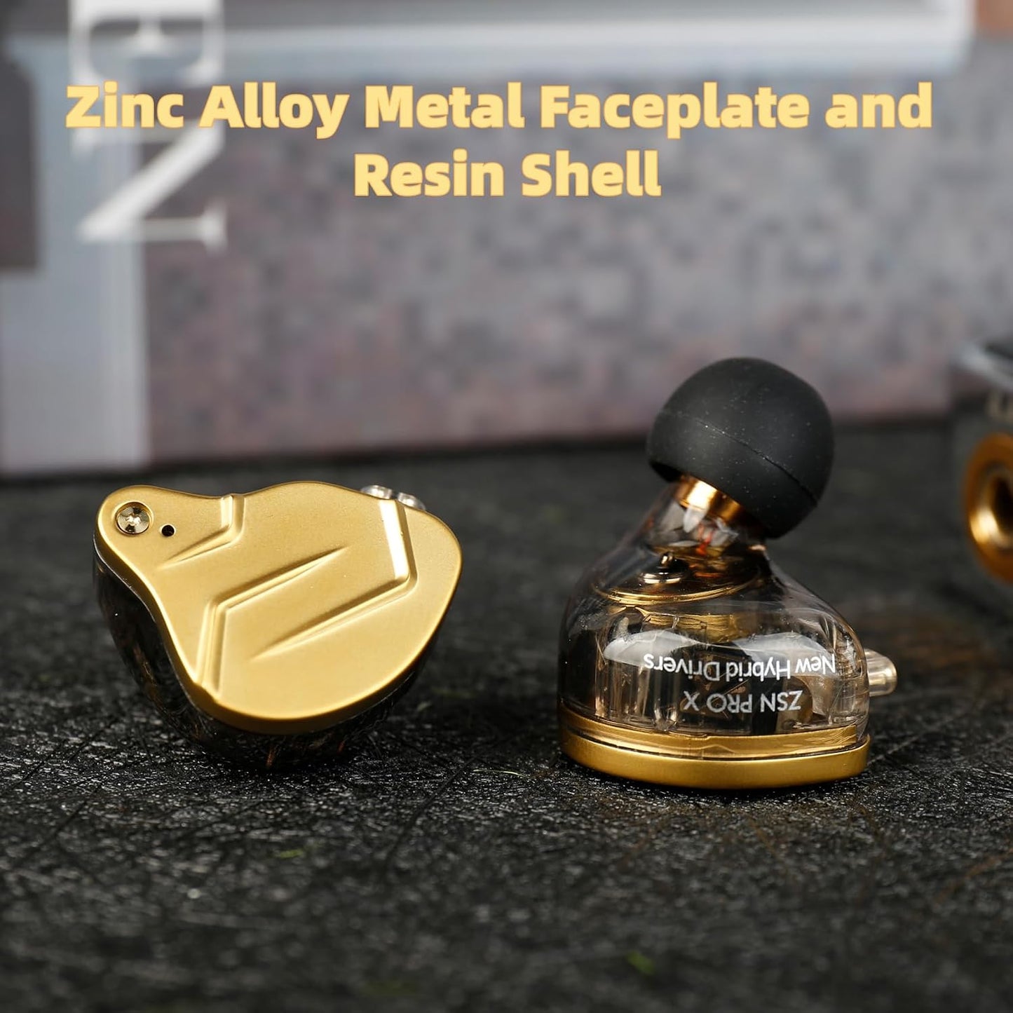 KZ ZSN PRO X High Fidelity In-Ear Monitor Headphones with Hybrid Dual Drivers and Detachable Tangle-Free Cable for Gaming and Multimedia Use (Gold, Without Microphone)