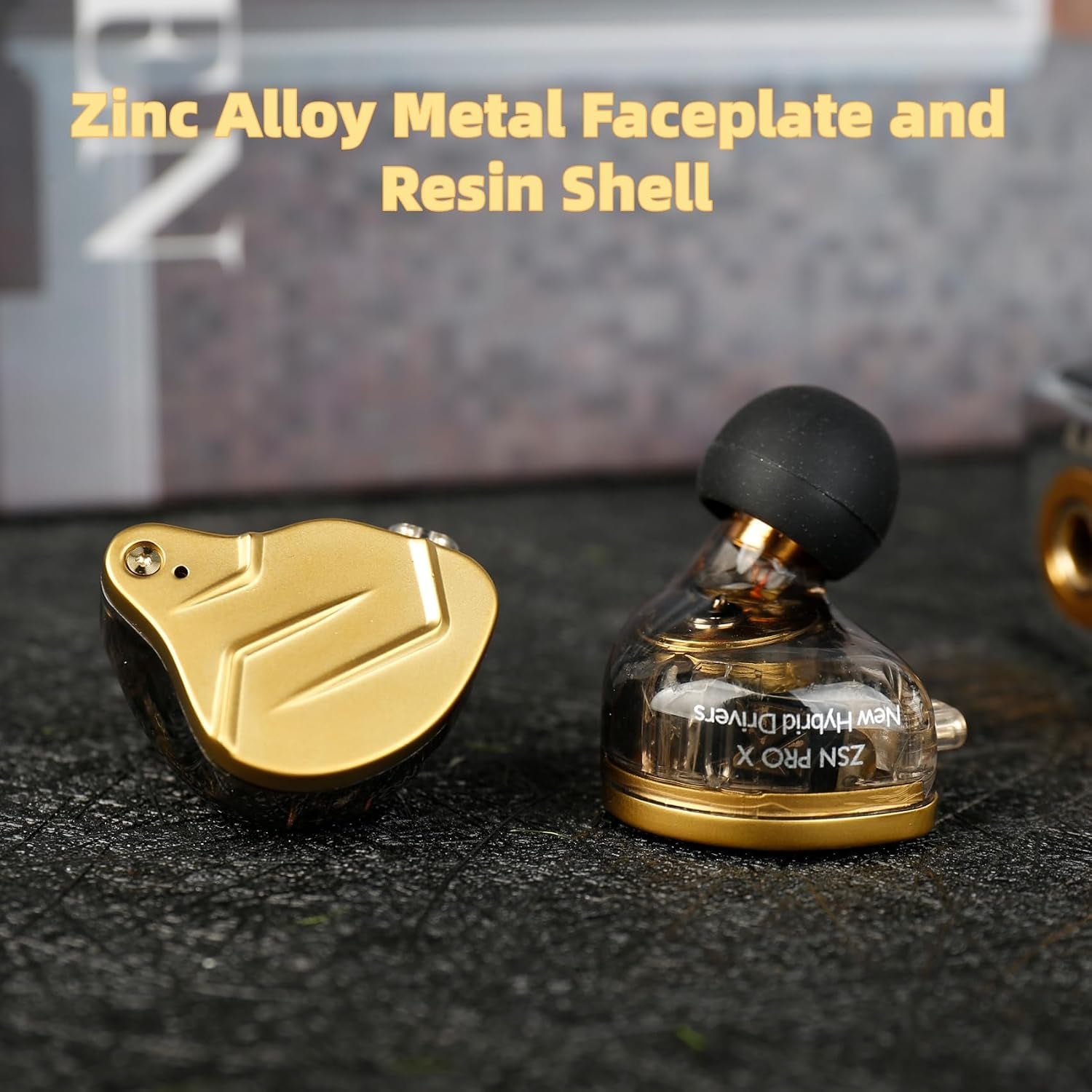 KZ ZSN PRO X High Fidelity In-Ear Monitor Headphones with Hybrid Dual Drivers and Detachable Tangle-Free Cable for Gaming and Multimedia Use (Gold, Without Microphone)