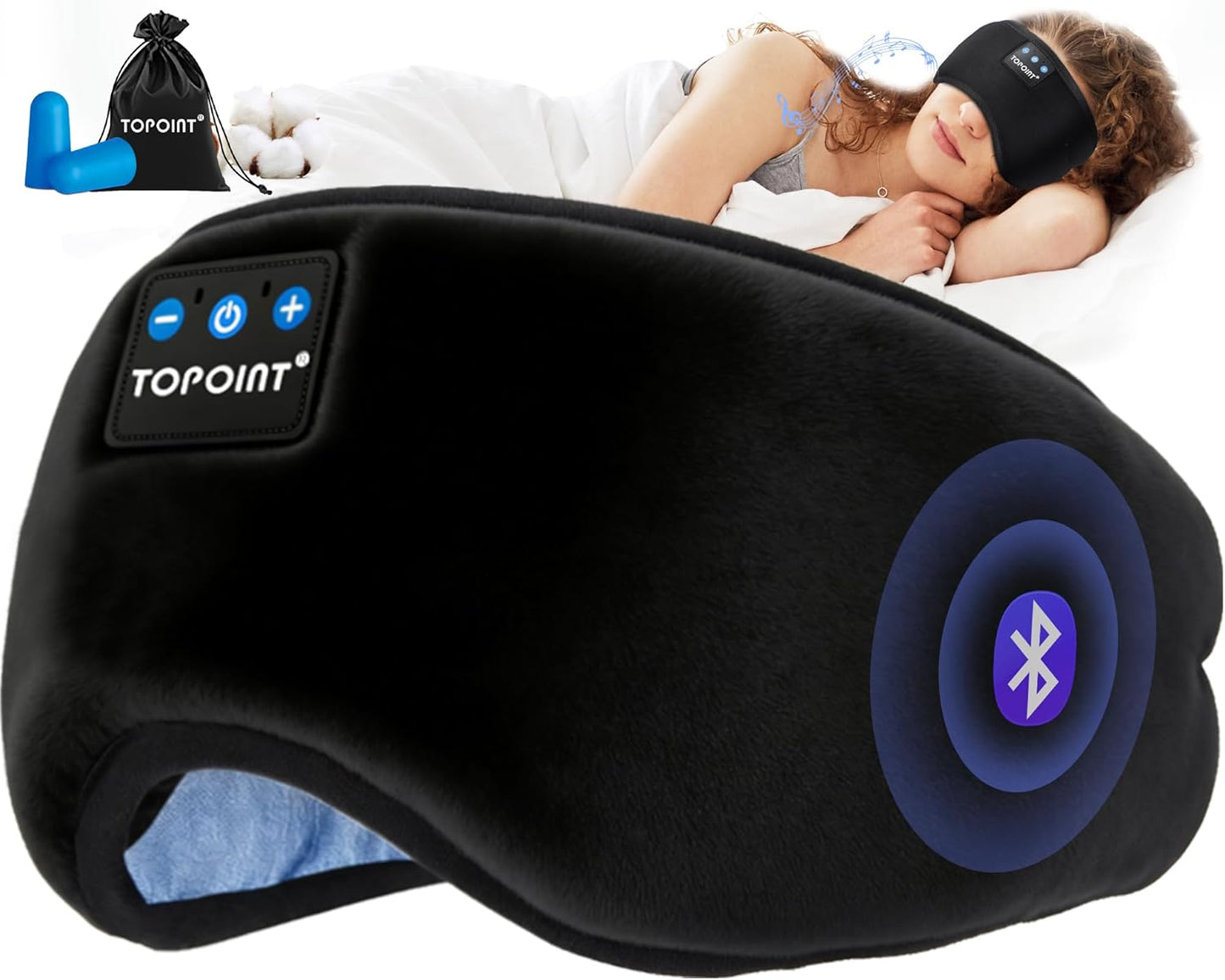 Bluetooth 5.4 Wireless Sleep Mask with Integrated Headphones, HD Speakers, and Microphone - Ideal for Travel, Meditation, and Sleep for Men and Women