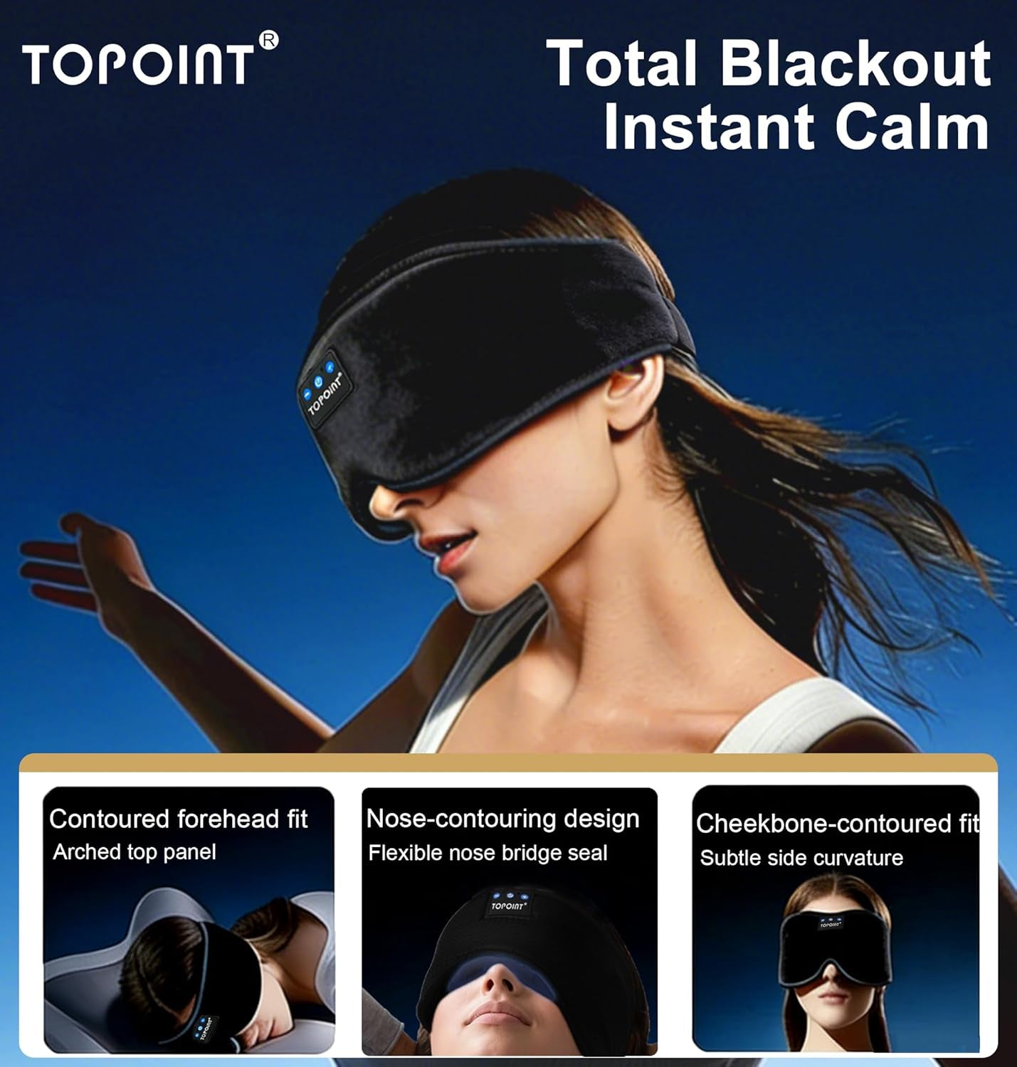 Bluetooth 5.4 Wireless Sleep Mask with Integrated Headphones, HD Speakers, and Microphone - Ideal for Travel, Meditation, and Sleep for Men and Women