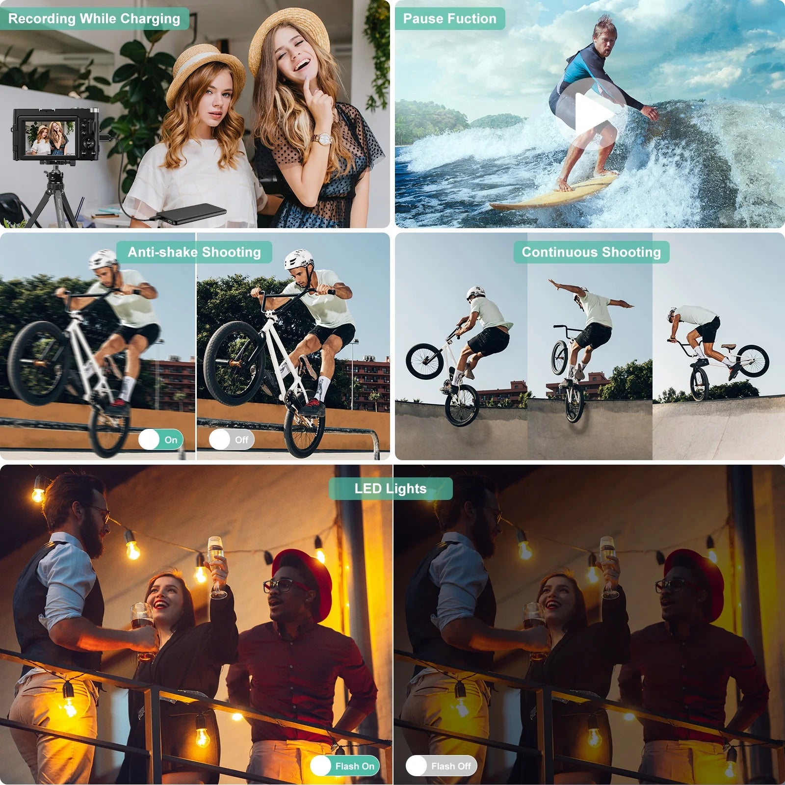 4K Digital Vlogging Camera with 48MP, Autofocus, 16X Digital Zoom, and 32GB Memory Card for Photography and YouTube