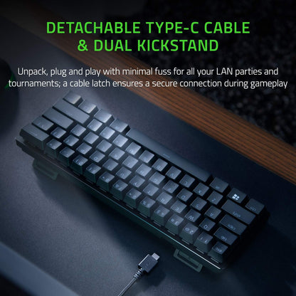 Razer Huntsman Mini 60% Gaming Keyboard with Linear Optical Switches, Aluminum Top Frame, Chroma RGB Lighting, PBT Keycaps, Onboard Memory, and Snap Tap Technology in Black