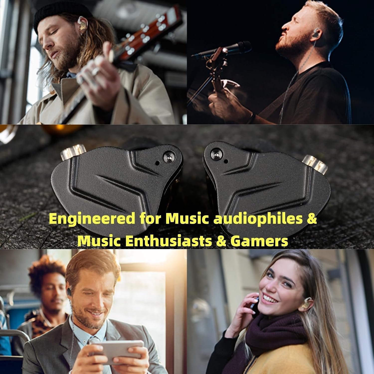KZ ZSN PRO X High Fidelity In-Ear Monitor Headphones with Hybrid Dual Drivers and Detachable Tangle-Free Cable for Gaming and Multimedia Use (Gold, Without Microphone)