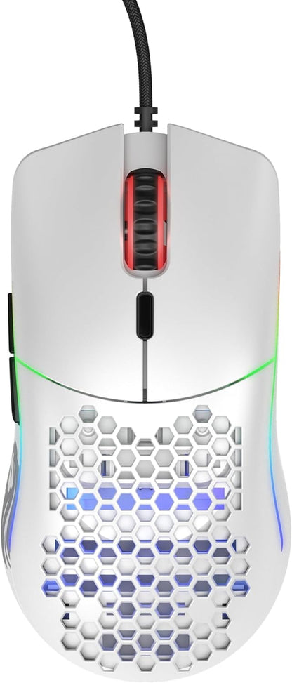 Model O Wired Gaming Mouse - 67G Superlight Honeycomb Design, RGB Lighting, Pixart 3360 Sensor, Omron Switches, Ambidextrous - Matte White Finish