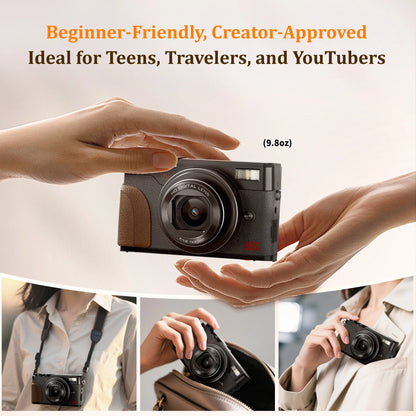 4K 56MP Digital Camera for Photography and YouTube, Includes 32GB SD Card