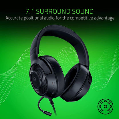 Razer Kraken X Ultralight Gaming Headset: 7.1 Surround Sound - Lightweight Aluminum Frame - Bendable Cardioid Microphone - for PC, PS4, PS5, Switch, Xbox One, Xbox Series X|S, Mobile - Black