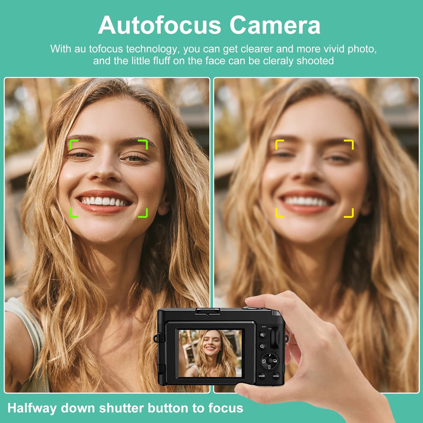 4K Digital Vlogging Camera with 48MP, Autofocus, 16X Digital Zoom, and 32GB Memory Card for Photography and YouTube