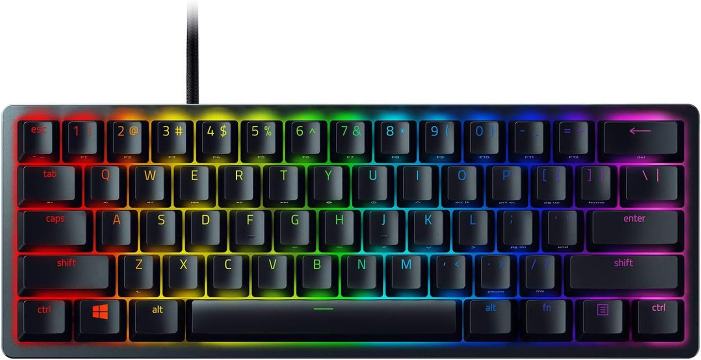 Razer Huntsman Mini 60% Gaming Keyboard with Linear Optical Switches, Aluminum Top Frame, Chroma RGB Lighting, PBT Keycaps, Onboard Memory, and Snap Tap Technology in Black