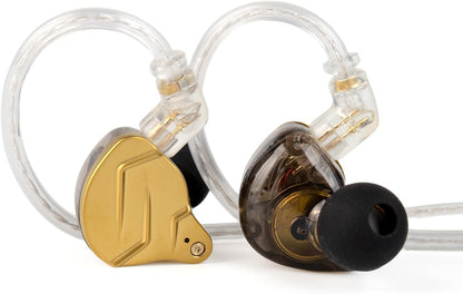 KZ ZSN PRO X High Fidelity In-Ear Monitor Headphones with Hybrid Dual Drivers and Detachable Tangle-Free Cable for Gaming and Multimedia Use (Gold, Without Microphone)