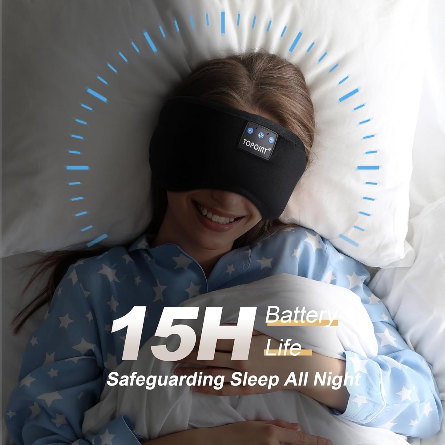 Bluetooth 5.4 Wireless Sleep Mask with Integrated Headphones, HD Speakers, and Microphone - Ideal for Travel, Meditation, and Sleep for Men and Women