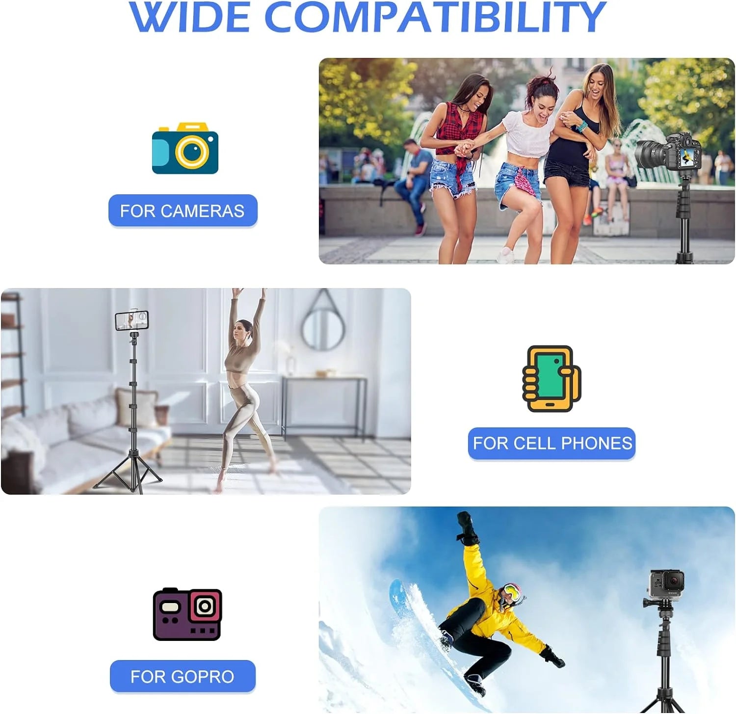 Innotech 62-Inch Extendable Tripod and Selfie Stick with Wireless Remote and Phone Holder for iPhone and Android Devices