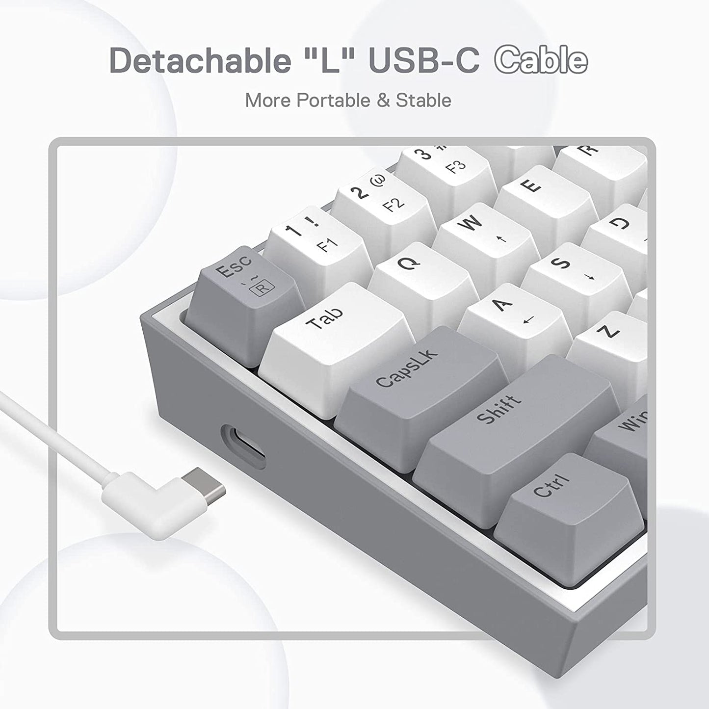 K617 Fizz 60% Wired RGB Mechanical Gaming Keyboard with Hot-Swap Capability, 61 Keys, Linear Red Switches, and White/Grey Keycaps, Compatible with Professional Driver/Software