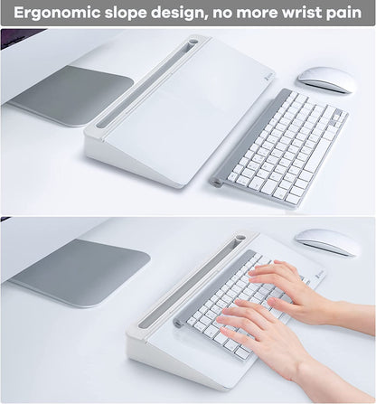 White Glass Desk Whiteboard with Storage - Desktop Organizer for To-Do Lists and Memo Notes, Dry Erase Board for Home Office and Educational Use