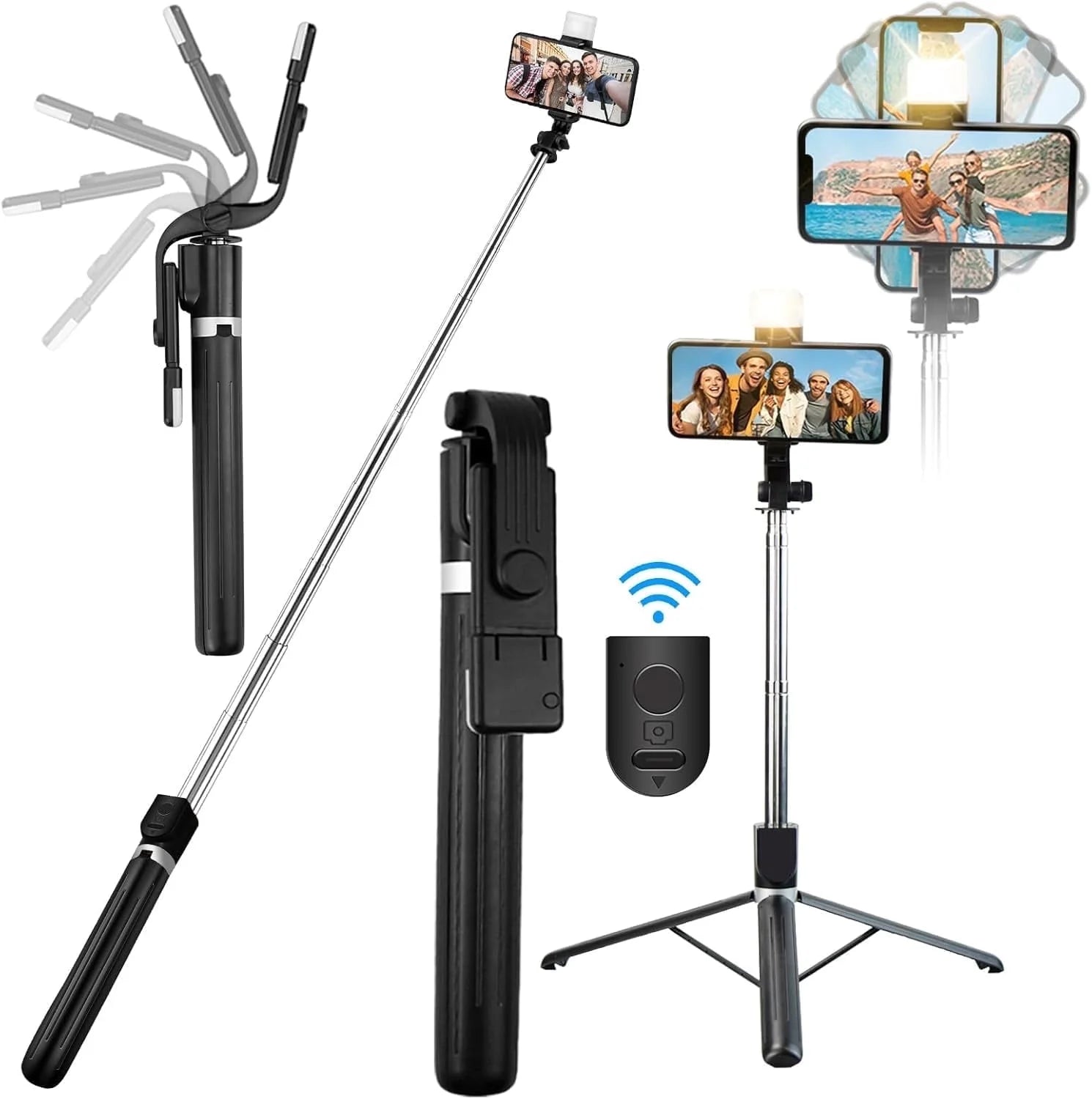 Innotech 62-Inch Extendable Tripod and Selfie Stick with Wireless Remote and Phone Holder for iPhone and Android Devices