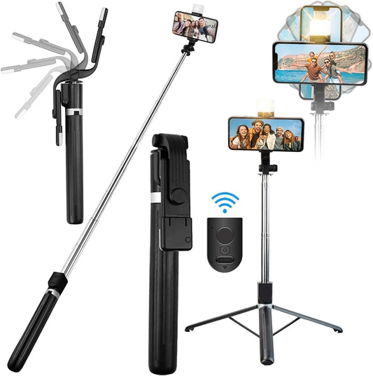 Innotech 62-Inch Extendable Tripod and Selfie Stick with Wireless Remote and Phone Holder for iPhone and Android Devices