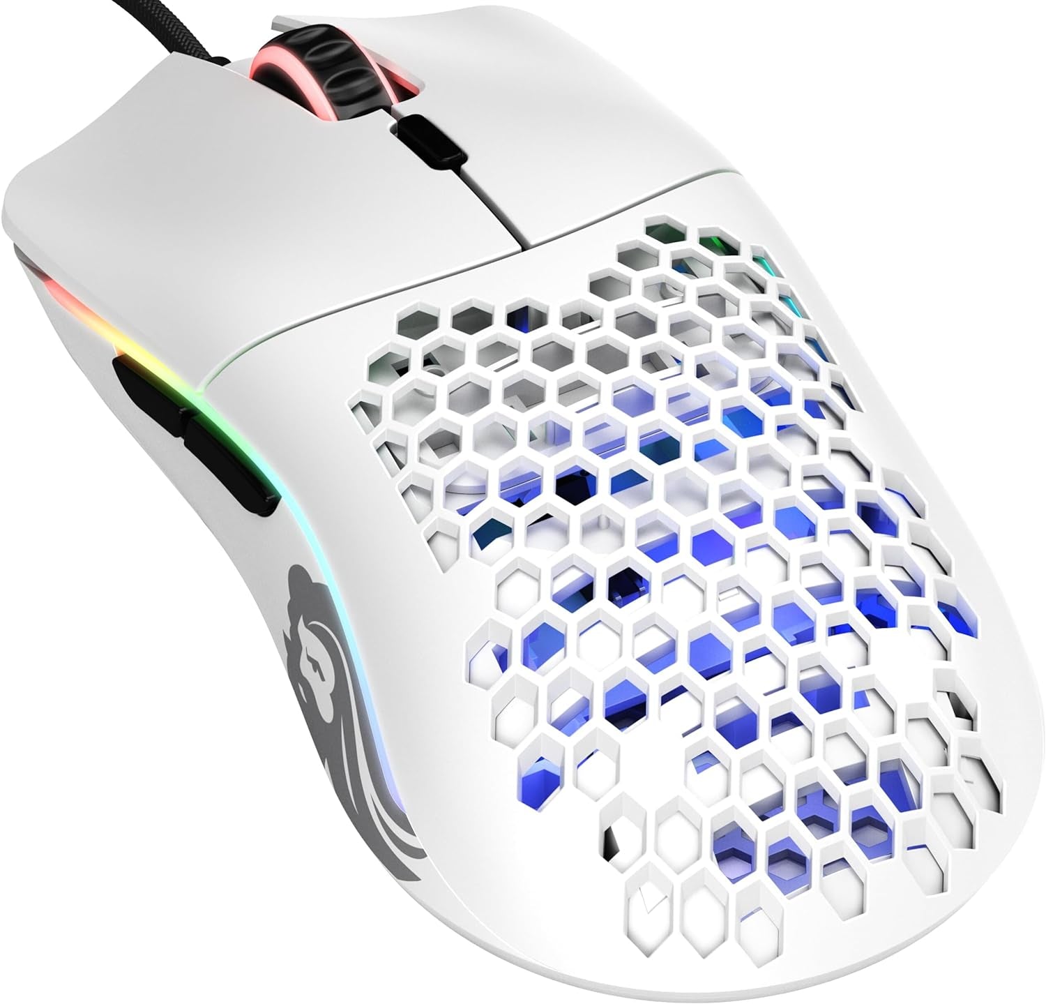 Model O Wired Gaming Mouse - 67G Superlight Honeycomb Design, RGB Lighting, Pixart 3360 Sensor, Omron Switches, Ambidextrous - Matte White Finish