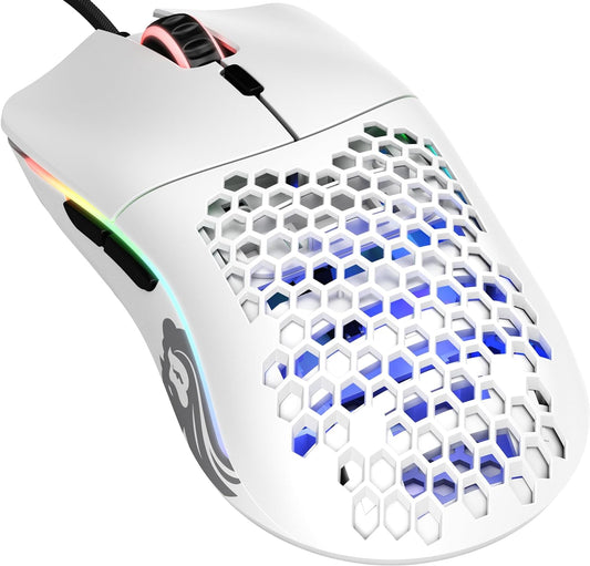 Model O Wired Gaming Mouse - 67G Superlight Honeycomb Design, RGB Lighting, Pixart 3360 Sensor, Omron Switches, Ambidextrous - Matte White Finish