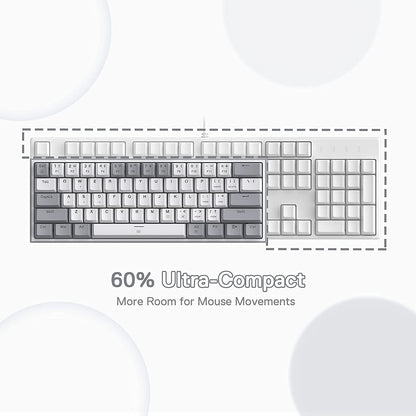 K617 Fizz 60% Wired RGB Mechanical Gaming Keyboard with Hot-Swap Capability, 61 Keys, Linear Red Switches, and White/Grey Keycaps, Compatible with Professional Driver/Software