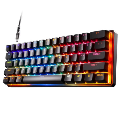 - Apex 9 Mini Gaming Keyboard 60% Wired Optipoint Adjustable Actuation Switch with RGB Lighting - Black