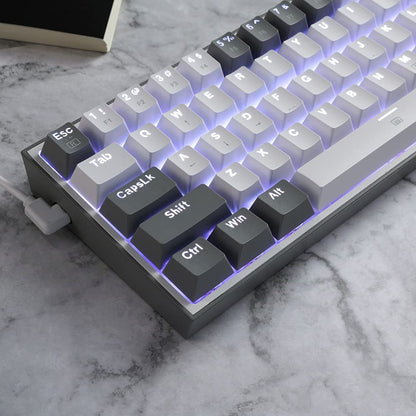 K617 Fizz 60% Wired RGB Mechanical Gaming Keyboard with Hot-Swap Capability, 61 Keys, Linear Red Switches, and White/Grey Keycaps, Compatible with Professional Driver/Software